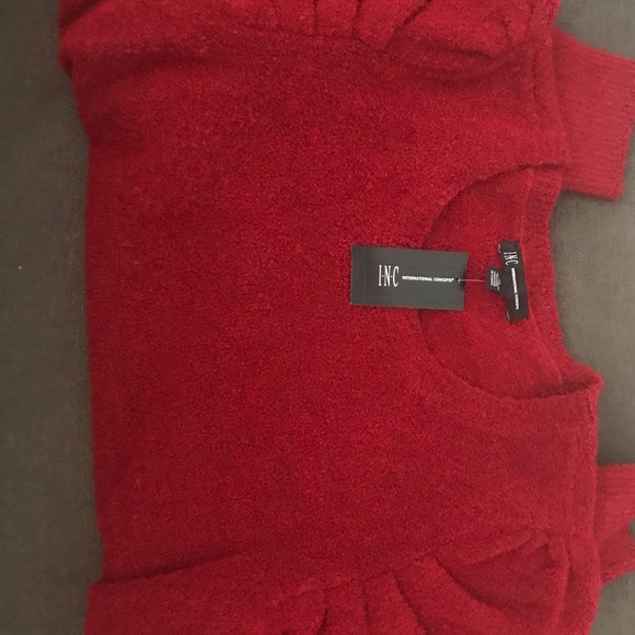 INC International Concepts NWT Puffy Sleeve Glitz DC Sweater in Real Red Size XL - Picture 11 of 11